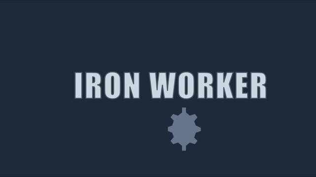 Iron worker title card with animated gear for industrial and construction industry branding animation 4k