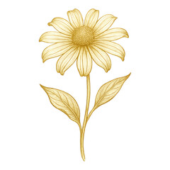 Obraz premium PNG Elegant golden flower illustration.