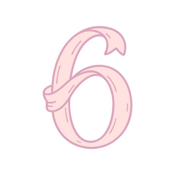 PNG Pink ribbon number six illustration.