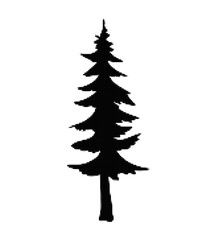 Obraz premium Simple black silhouette tree icon with detailed branches illustration