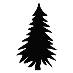 Obraz premium Black silhouette tree icon with triangular leaves illustration