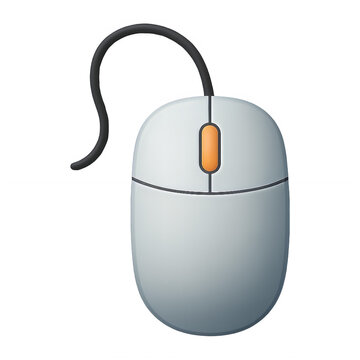 Modern 3D computer mouse icon with wire for technology hardware design and office workstation digital technology equipment