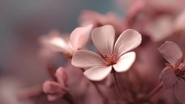Macro shot of soft pink cherry blossom petals.