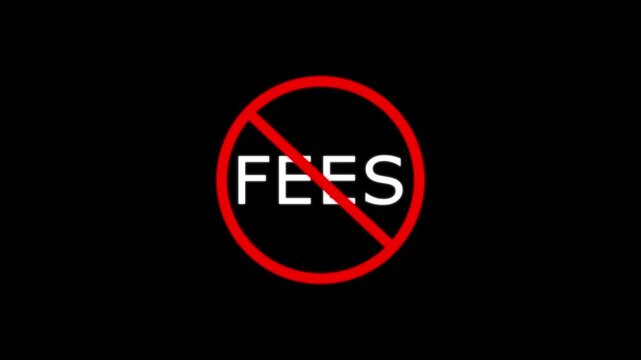 Red prohibition sign with the word FES in white letters on a black background fees forbidden