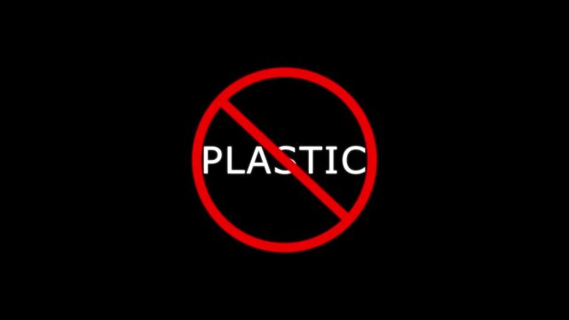 Plastic Prohibition sign animation. warning symbol. Alert error sign. 4K Graphics animation