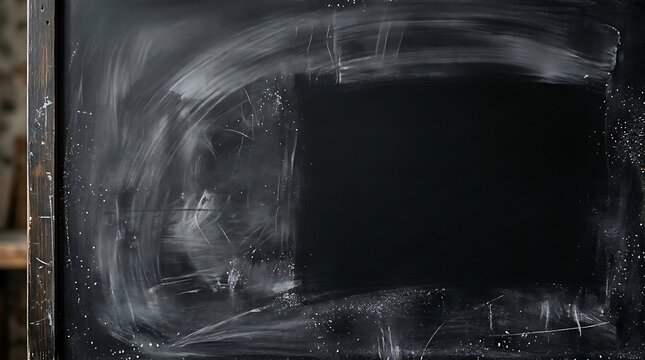Empty Chalkboard Surface with Scattered Chalk Dust and Smudges