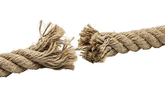 Close-up of a frayed rope with loose fibers