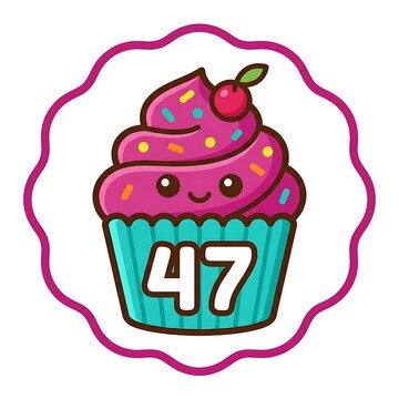 Cute pixel art cupcake with cherry and sprinkles on top number 47