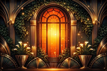 Fototapeta premium Elegant glowing window scene