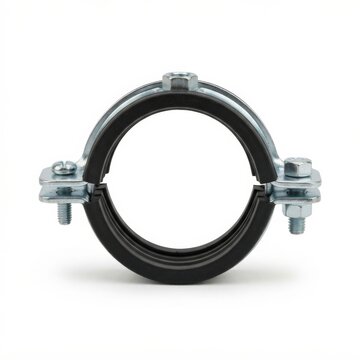 Metal pipe clamp with rubber lining for vibration reduction fastener plumbing