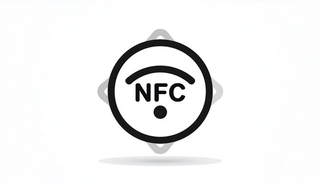 Close-up of a white NFC symbol icon.