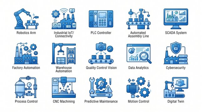 Set of Industrial Automation and Smart Factory Icons