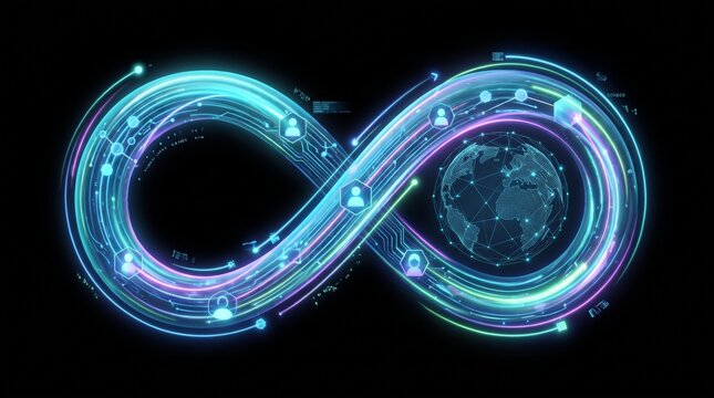 Abstract digital community concept with interconnected network design