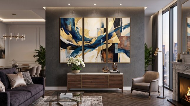Modern triptych art
