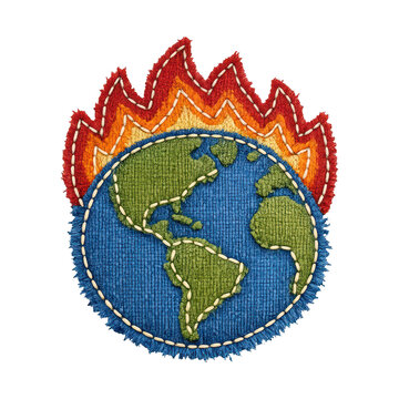 PNG Earth patch with fiery flames