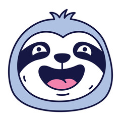 Fototapeta premium Cheerful sloth face laughing with a broad open smile.