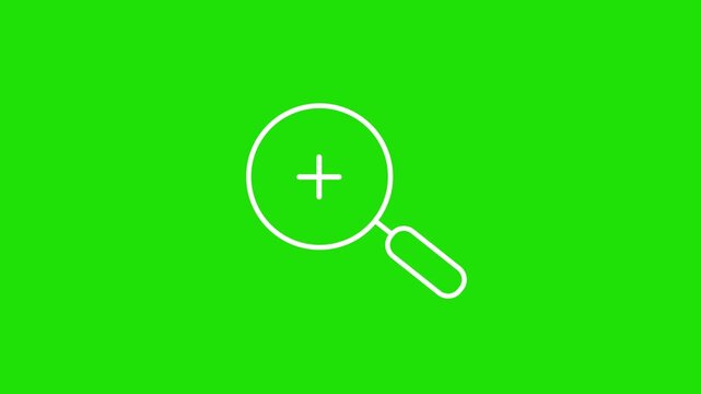 Animated Magnifying Glass With Plus Symbol For Zoom In Search Inspection Enlargement Discovery And Digital Interface Navigation On Green Background