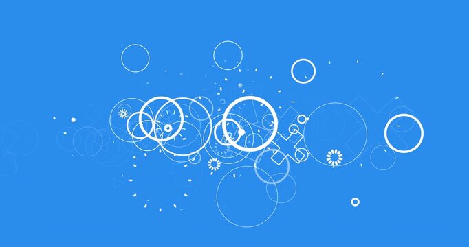 Abstract Blue Tech Background With White Circles and Minimal Geometric Pattern for Modern Design