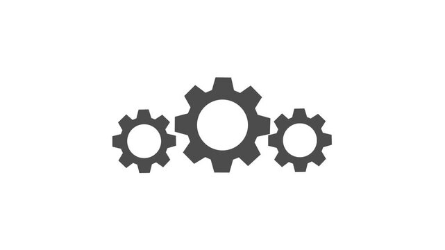 Minimalist rotating gears animation: industrial mechanical engineering concept on white background cogs 4k Stock video.