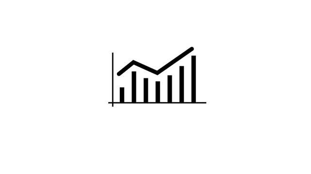 Minimalist bar chart graph animation with rising trend line for business data analysis and financial reporting