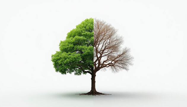 Loss of market share The pie chart is a growing green tree and falls into a business concept of losing money, a symbol of economic investment