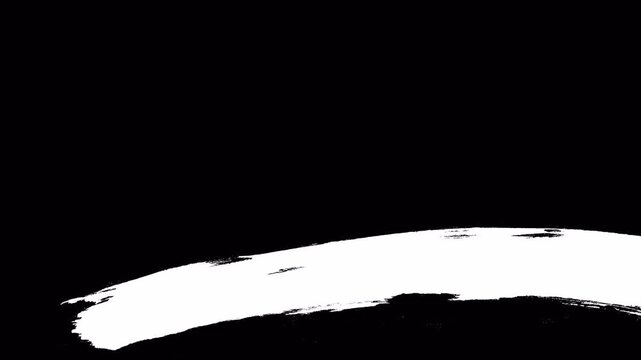 Grunge brush animation. Dynamic white paint stroke with distressed texture, perfect as an overlay, transition, or reveal for modern video projects. Transparent background element.