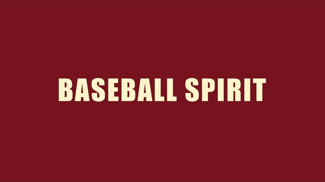 Baseball spirit typography animation on dark red 4k background, for sports branding, and motion sports