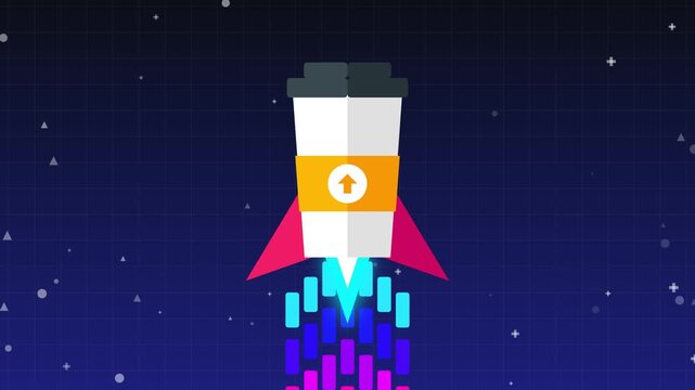 Abstract business concept with floating coffee cup elements