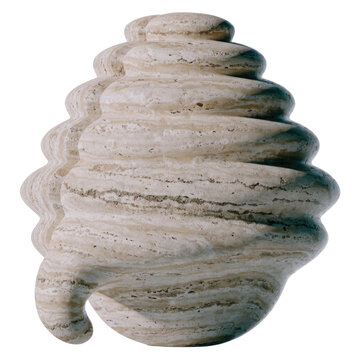 Spiral Stone Sculpture with Layered Ridges on Transparent Background Decorative Object
