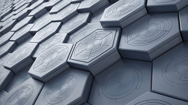​Abstract metallic hexagonal geometric background with industrial futuristic panels