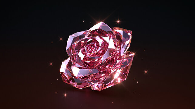 Transparent Rose Sculpture Made from Pink and Red Crystal Petals