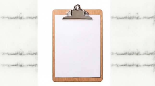 Wooden clipboard with blank paper for notes and documents
