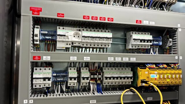 Industrial control panel used for modernizing machinery control systems, featuring automation components, electrical controls and industrial technology