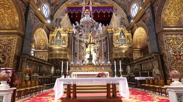 altar st john's co cathedral valletta gold details pipe organs silver lamps baroque frescoed vaults malta Girolamo Cassar architecture internationally recognized heritage site 16th century