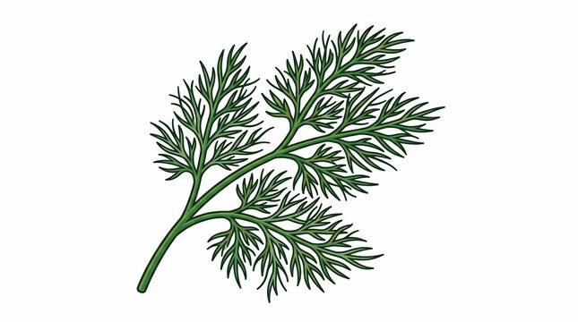 Fresh green dill sprig vector illustration isolated on white background