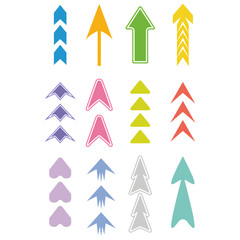 Fototapeta premium Collection of Colorful Upward Arrow Icons Vector Set with Creative Pointer Graphics and Directional Navigation Symbols