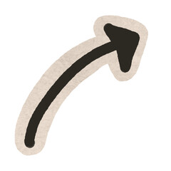 Aesthetic Arch Arrow Sticker for Journaling. An arched curved arrow sticker with a thick line for guiding attention across digital collage spreads. © Sunshine Studio