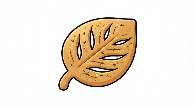 Leaf shaped fougasse french bread isolated vector illustration cartoon bakery pastry icon