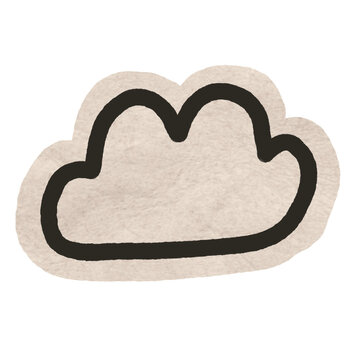 Minimalist Soft Cloud Sticker On Daily Journal. A simple rounded cloud doodle sticker in warm beige tones for cloudscapes and peaceful scrapbook layouts.