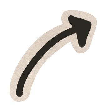 Aesthetic Arch Arrow Sticker for Journaling. An arched curved arrow sticker with a thick line for guiding attention across digital collage spreads.