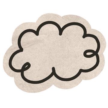 Cute Fluffy Cloud Sticker for Journaling. A soft hand-drawn cloud sticker with a outline border, perfect for dream-themed scrapbooks and digital planners.