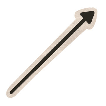 Minimal Straight Arrow Sticker In Planner Layout. A long thin hand-drawn straight arrow sticker for pointing to photos and dates in digital journals.