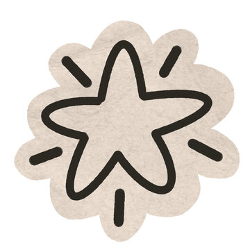 Aesthetic Sparkle Star Sticker in Digital Planner. A cute hand-drawn star doodle sticker in warm beige, ideal for highlighting special moments in scrapbooks and diaries.