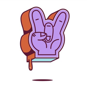 Rock metal hand gesture with drip style for animation element