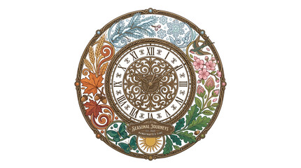 Fototapeta premium Four Seasons Decorative Clock Illustration