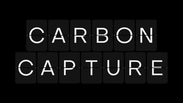 Split-Flap Blank to CARBON CAPTURE Environmental Display Animation on Black Background