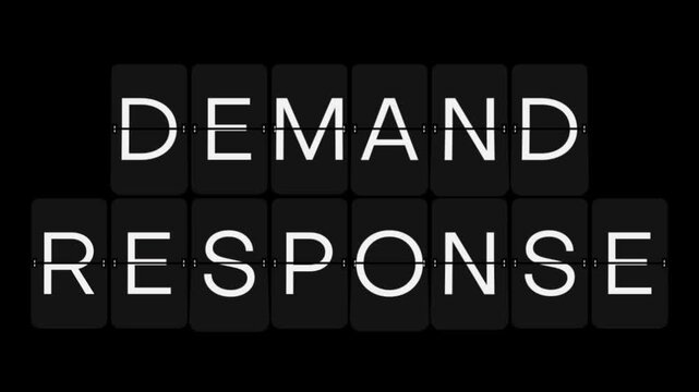 Split-Flap Blank to DEMAND RESPONSE Energy Display Animation on Black Background