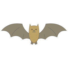 Fototapeta premium Flat style sticker illustration of a flying fox bat isolated on transparent background. Cute nocturnal creature clip art graphic design element for halloween seasonal project asset.
