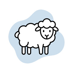 Obraz premium Simple black and white line art of a cute sheep illustration.