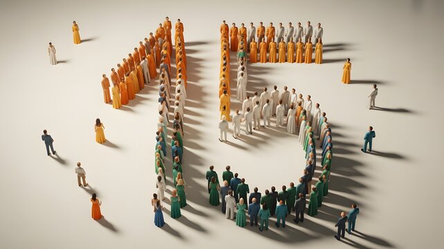 Top-down view of a large multicultural crowd